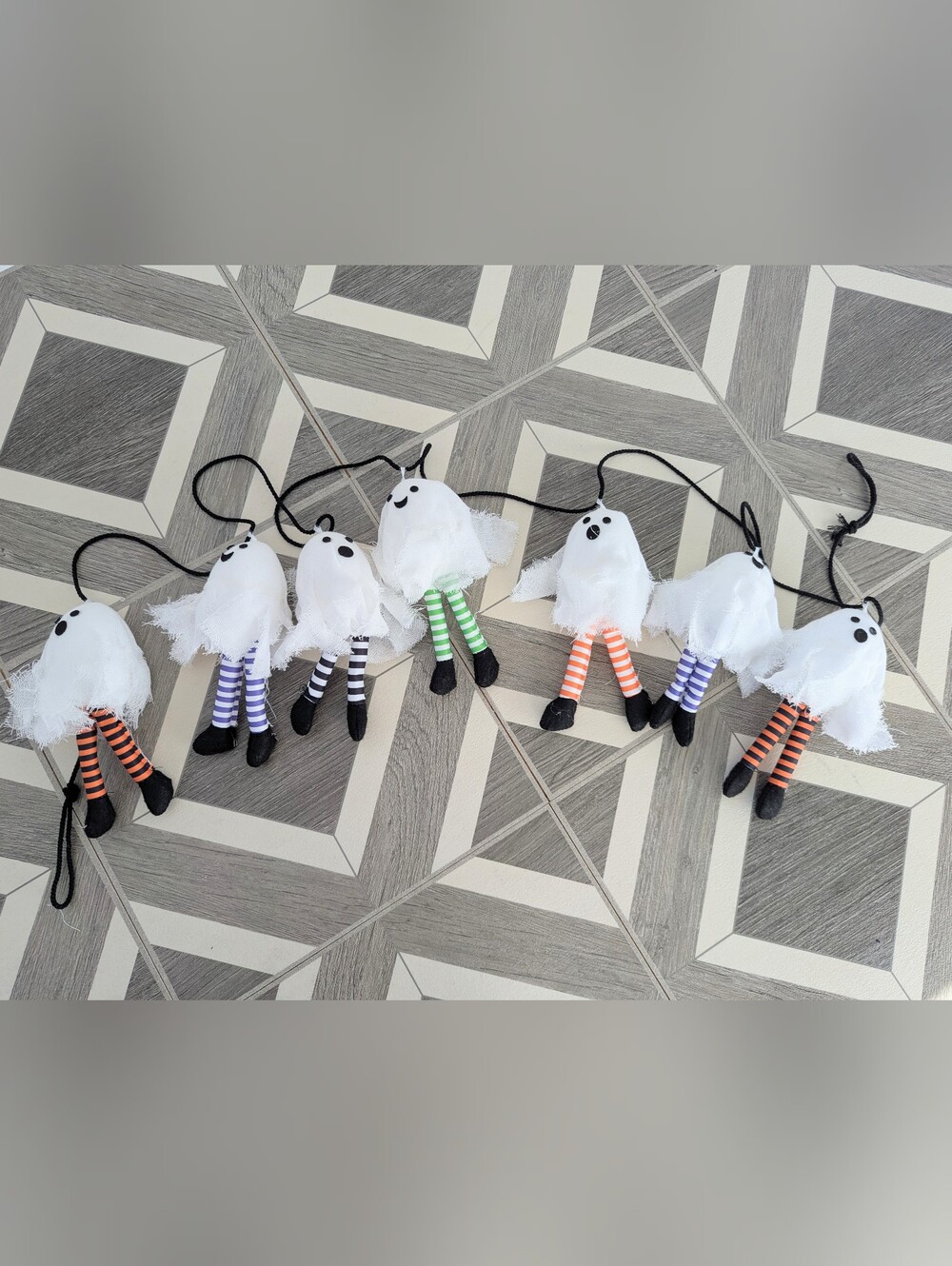 Halloween Fabric Ghosts Decorative Hanging Garland